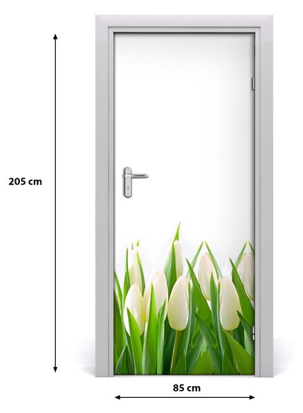 Fototapeta na dvere biele tulipány 85x205 cm
