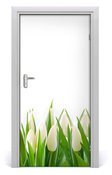 Fototapeta na dvere biele tulipány 95x205 cm