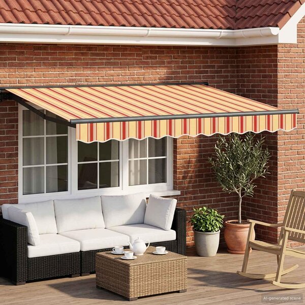 Maison Exclusive – Manuálna markíza, 3,5 x 2 m, pruhovaná (žltá, oranžová a biela)