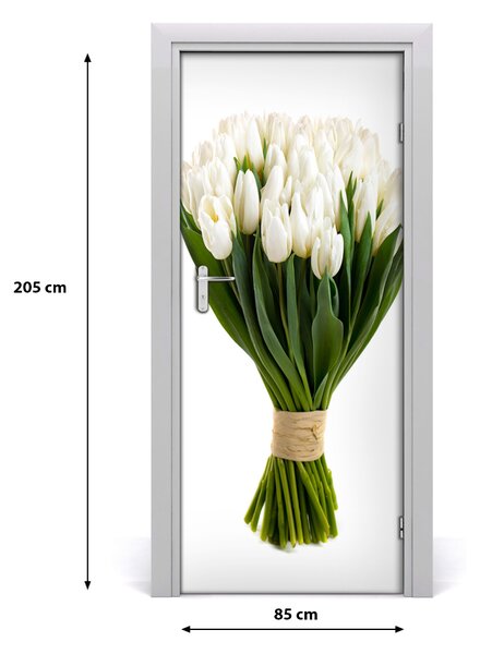 Fototapeta na dvere biele tulipány 85x205 cm