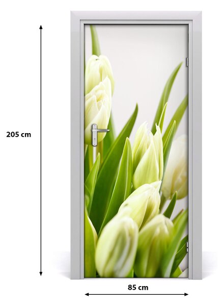 Fototapeta na dvere biele tulipány 85x205 cm