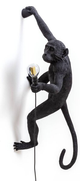 SELETTI Monkey Lamp dekoratívne nástenné svietidlo pravé čierne, Čierna, Plast, Dizajn
