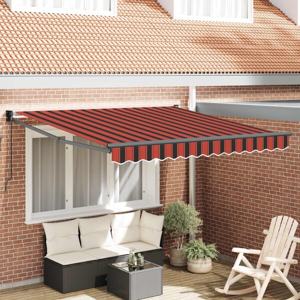 Maison Exclusive – Manuálna markíza, 3 x 2,5 m, oranžovo-hnedá, s horizontálnymi pruhmi