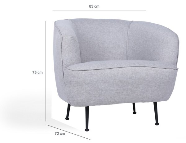 Hanah Home Kreslo Piccoli sivé/čierne