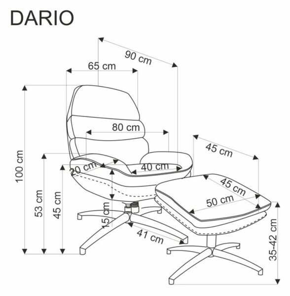 HALMAR Kreslo s podnožkou Dario popolavo sivé