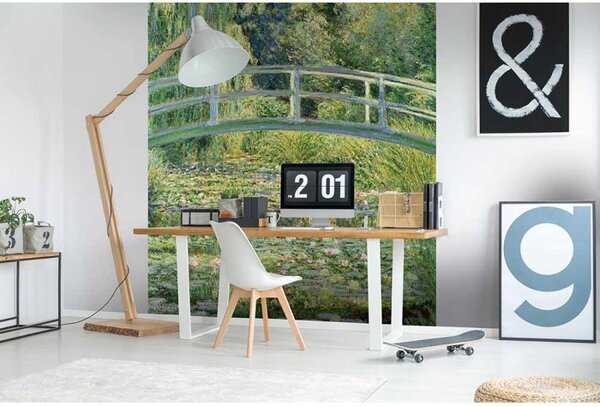 DIMEX | Vliesová fototapeta na stenu Rybník s leknami od Claude Oskara Moneta MS-3-0255 | 225 x 250 cm | zelená, šedá