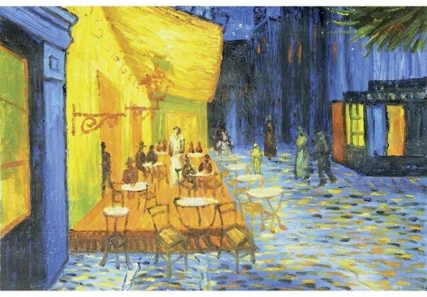 DIMEX | Vliesové fototapety na stenu Terasa kaviarne od Vincenta van Gogha MS-5-0251 | 375 x 250 cm | modrá, žltá, hnedá
