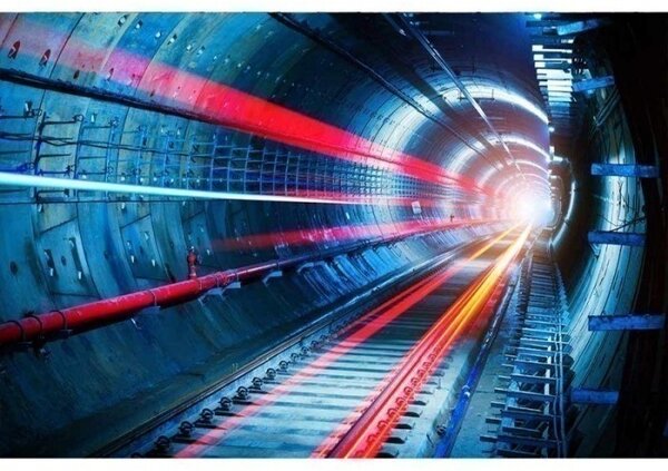 DIMEX | Vliesové fototapety na stenu Tunel MS-5-0267 | 375 x 250 cm | modrá, červená