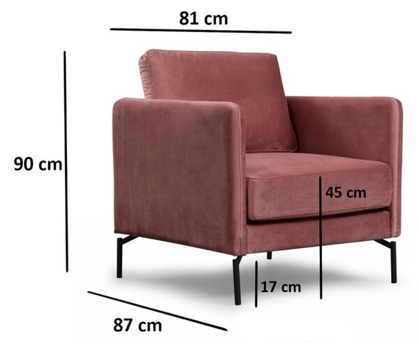Hanah Home Kreslo Sino ružové