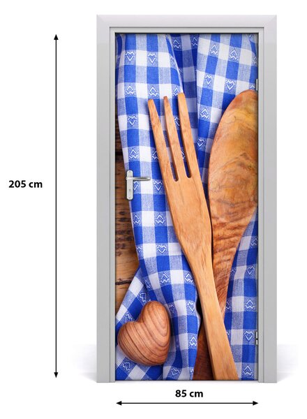 Fototapeta na dvere drevené príbory 85x205 cm
