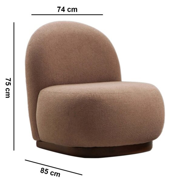 Hanah Home Kreslo Tina bouclé cappuccino/orech