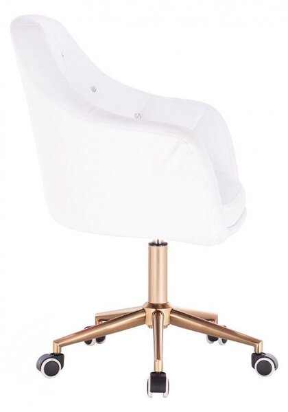 LuxuryForm DESIGN Kreslo ROMA na zlatej podstave s kolieskami - biele