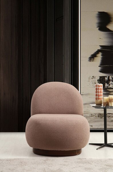 Hanah Home Kreslo Tina bouclé cappuccino/orech