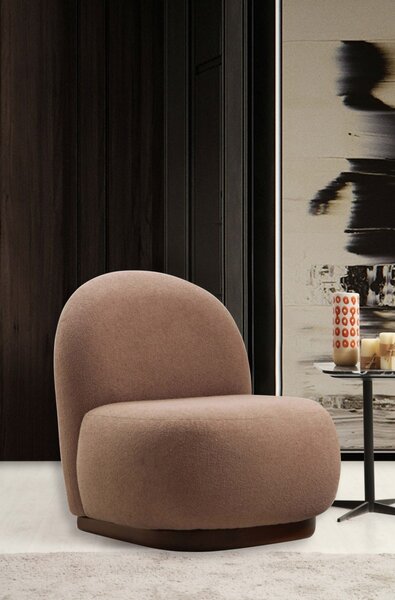 Hanah Home Kreslo Tina bouclé cappuccino/orech