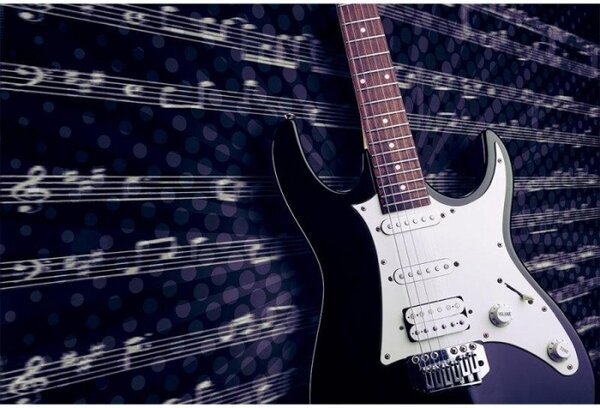 DIMEX | Vliesové fototapety na stenu Elektrická gitara MS-5-0304 | 375 x 250 cm | fialová, biela, hnedá