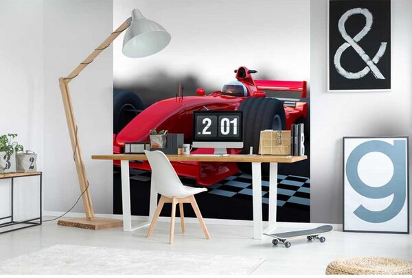DIMEX | Vliesová fototapeta na stenu Formula MS-3-0310 | 225 x 250 cm | červená, čierna, biela