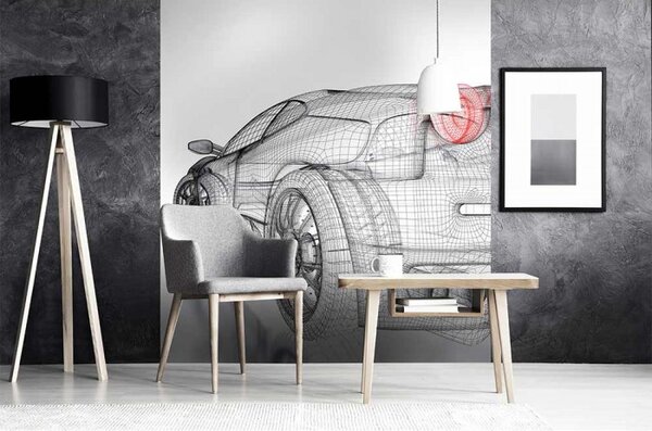 DIMEX | Vliesová fototapeta na stenu Svetlý model auta MS-3-0316 | 225 x 250 cm | čierna, biela, červená