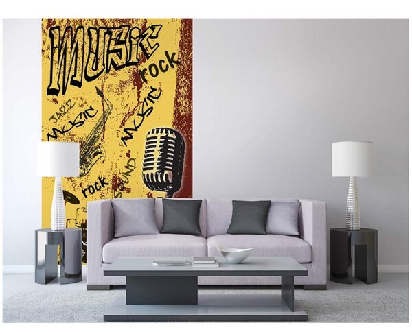 DIMEX | Vliesové fototapety na stenu Žltá hudba MS-2-0330 | 150 x 250 cm | žltá, červená