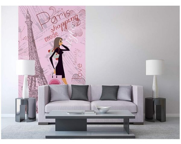 DIMEX | Vliesové fototapety na stenu Parížsky štýl MS-2-0331 | 150 x 250 cm | ružová, viacfarebná