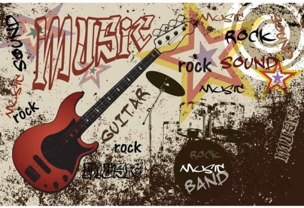 DIMEX | Vliesové fototapety na stenu Červená gitara MS-5-0324 | 375 x 250 cm | červená, hnedá, žltá, čierna