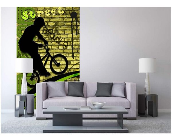 DIMEX | Vliesové fototapety na stenu Zelené koleso MS-2-0328 | 150 x 250 cm | zelená, čierna