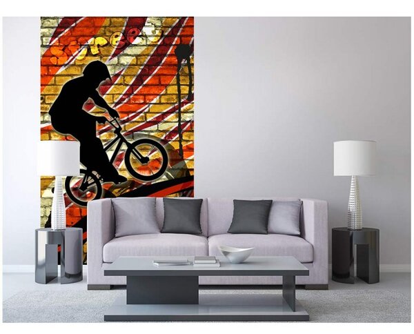 DIMEX | Vliesové fototapety na stenu Červené koleso MS-2-0327 | 150 x 250 cm | červená, čierna, žltá