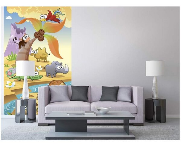 DIMEX | Vliesové fototapety na stenu Zvieratká zo savany MS-2-0333 | 150 x 250 cm | béžová, viacfarebná