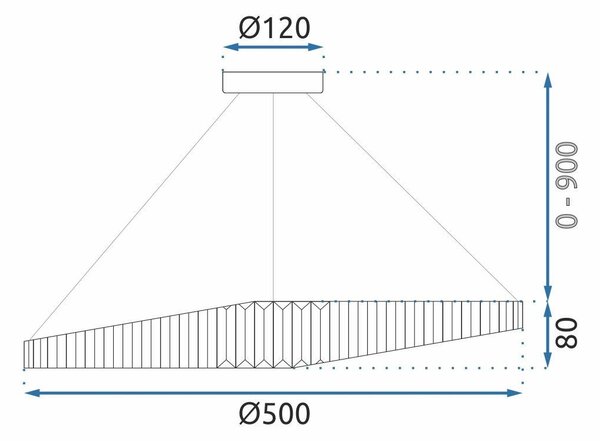 TooLight Krištáľový závesný LED luster APP1201-CP 50 cm zlatý/neutrálna biela
