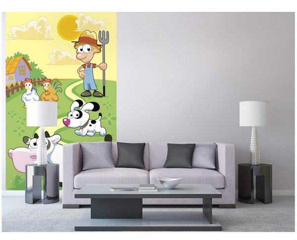 DIMEX | Vliesové fototapety na stenu Zvieratká z farmy MS-2-0334 | 150 x 250 cm | žltá, zelená, viacfarebná