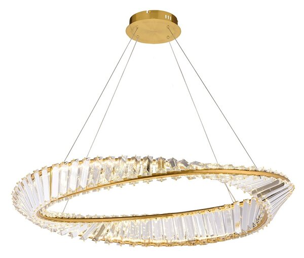 TooLight Krištáľový závesný LED luster APP1201-CP 50 cm zlatý/neutrálna biela
