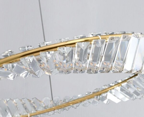 TooLight Krištáľový závesný LED luster APP1201-CP 50 cm zlatý/neutrálna biela