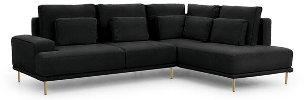 Moderná rohová sedačka do obývačky Nicole L Čierna Pravá strana Zlatá farba