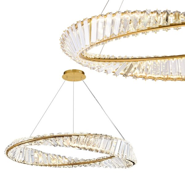 TooLight Krištáľový závesný LED luster APP1201-CP 50 cm zlatý/neutrálna biela