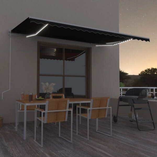 Maison Exclusive – Elektrická markíza s LED osvetlením a senzorom, rozmery 5 x 3,5 m, farba antracit