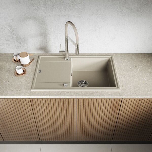 Laveo Megalo, 1-komorový granitový drez 780x500x185 mm, béžová, LAV-SBE_411T