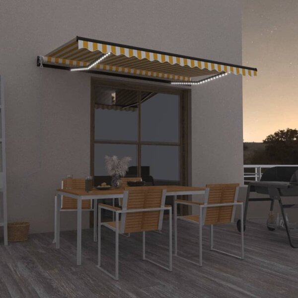 Maison Exclusive – Elektrická markíza s LED osvetlením a senzorom, rozmer 4,5 x 3,5 m