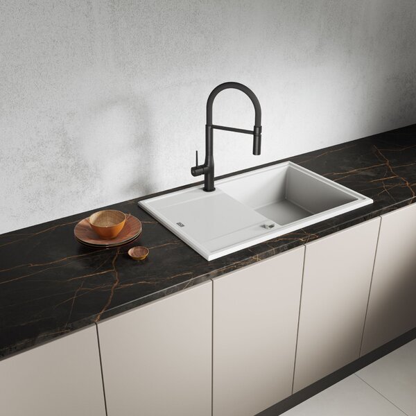 Laveo Megalo, 1-komorový granitový drez 780x500x185 mm, biela, LAV-SBE_611T