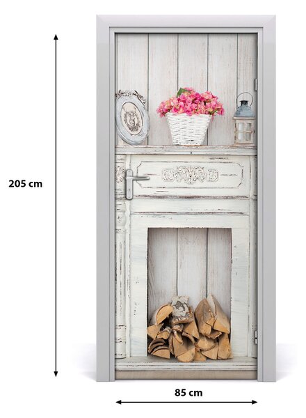 Fototapeta samolepiace dvere drevený krb 85x205 cm