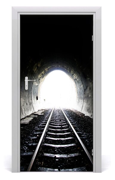 Fototapeta samolepiace dvere koľaje tunel 95x205 cm