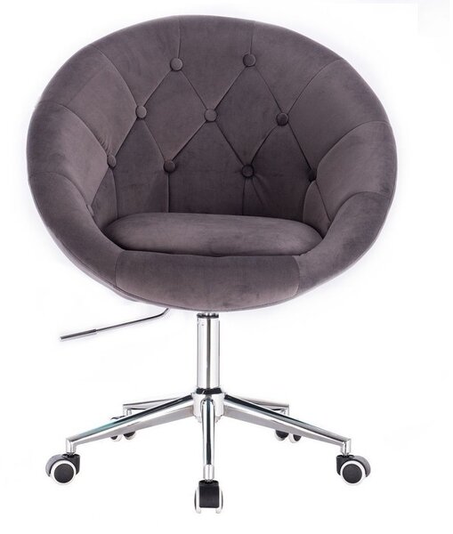 LuxuryForm DESIGN Kreslo VERA VELUR na striebornej podstave s kolieskami - tmavo šedé