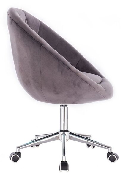 LuxuryForm DESIGN Kreslo VERA VELUR na striebornej podstave s kolieskami - tmavo šedé