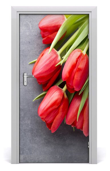 Fototapeta samolepiace červené tulipány 95x205 cm