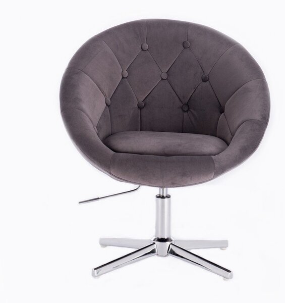 LuxuryForm DESIGN Kreslo VERA VELUR na striebornom kríži - tmavo šedé