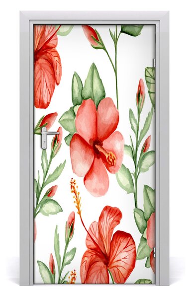 Samolepiace fototapety na dvere tropické kvety 95x205 cm