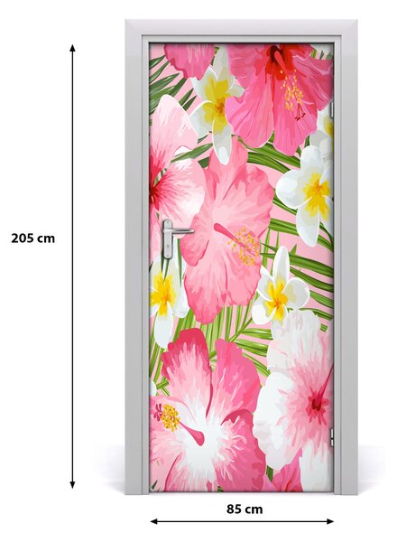 Samolepiace fototapety na dvere tropické kvety 85x205 cm
