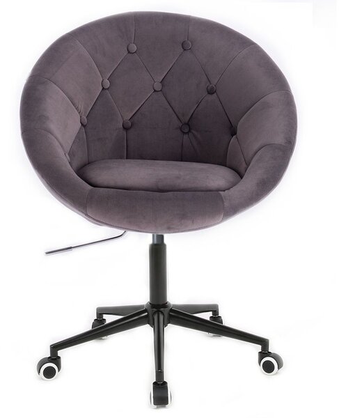 LuxuryForm DESIGN Kreslo VERA VELUR na čiernej podstave s kolieskami - tmavo šedé