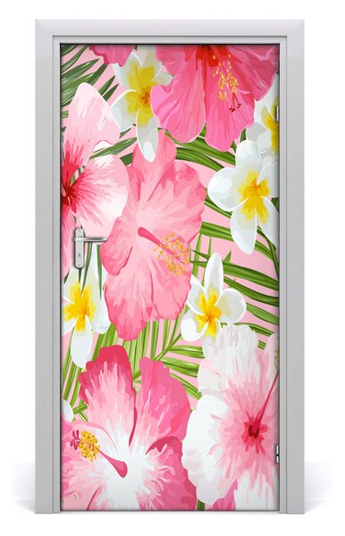 Samolepiace fototapety na dvere tropické kvety 95x205 cm