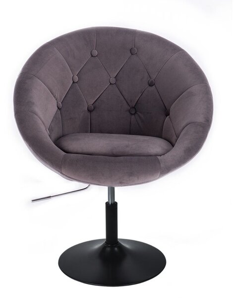 LuxuryForm DESIGN Kreslo VERA VELUR na čiernom tanieri - tmavo šedé