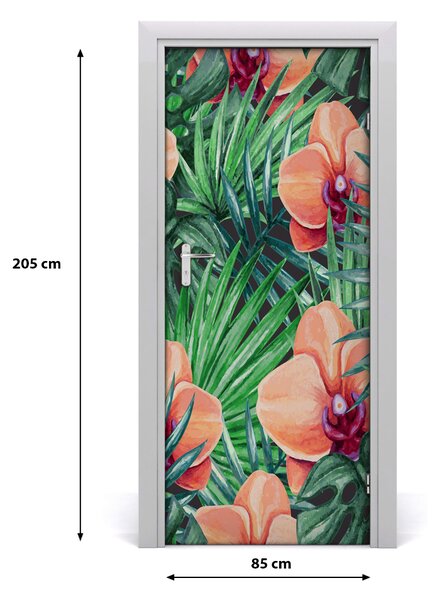 Samolepiace fototapety na dvere Orchidea a palmy 85x205 cm