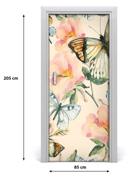 Samolepiace fototapety na dvere ruže i Motýle 85x205 cm